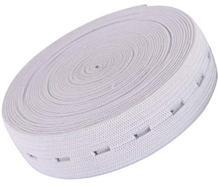 Banda elástica con ojales de 20 mm, cinta de costura elástica ajustable de 25 m con agujeros para pantalones, ropa de maternidad, faldas, pantalones cortos, pantalones, manualidades y cintura, color
