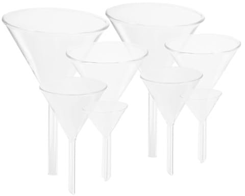 PRETYZOOM 8 Piezas embudo de llenado científico de vidrio pequeño mini embudo s para llenar botellas s de vidrio transparente de de laboratorio