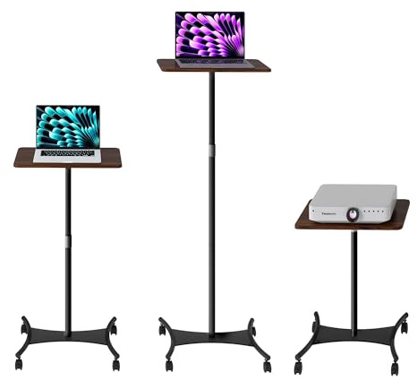 DFENG Stehpult Laptoptisch Höhenverstellbar 40-120 cm Laptopständer mit rollen Mobile Stehtisch Stehrolltisch Stehlesepult Standing Desk Rednerpult Beweglich Beistelltisch für Büros/Bett/Sofa, Schwarz