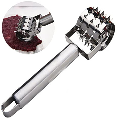 Stainless Steel Meat Tenderizers Roller, Rolling Meat Tenderizer with Ultra Sharp Needle Blades, Meat Rolling Hammer Meat Tenderizer for Kitchen Cooking Meat Tenderizing Steak, Beef, Chicken & Pork