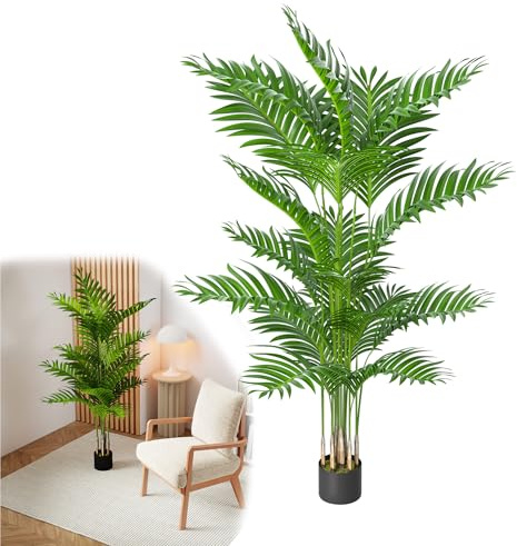 YRHome 180 cm konstgjord palm, UV-resistent konstgjord växt för inomhus- och utomhusbruk, dekoration, växt, vardagsrum, balkong, badrum, 1 pack, konstgjorda träd, bubbbb, konstgjorda växter