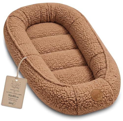 Gosigt Bebisnäste Nyfödd – Baby Nest mjukt bärbart och bekvämt för Spjälsäng Barnsäng Vagga Barnrum och Resa – ombonat mysigt för Pojke Flicka 90x50 cm Pumpkin