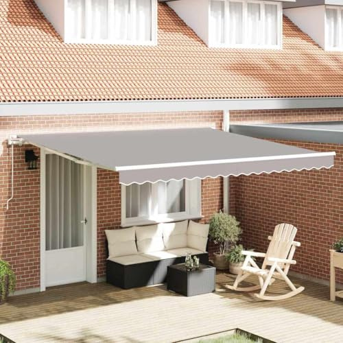 Tenda da sole manuale con braccio snodato, tenda da sole retrattile, grigio chiaro, 400 x 300 cm, grigio chiaro, protezione solare per balcone, terrazza, giardino, facile da montare