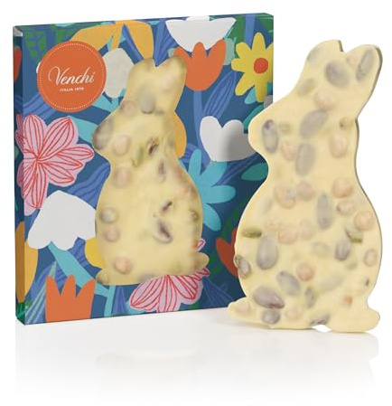 Venchi - Brutto&Buono, Lastra Artigianale di a Forma di Coniglio, Bianco Salato, 160 Gr, con Nocciola Piemonte IGP, Mandorle e Pistacchi, Senza Glutine, Collezione Primavera Venchi, Idea Regalo