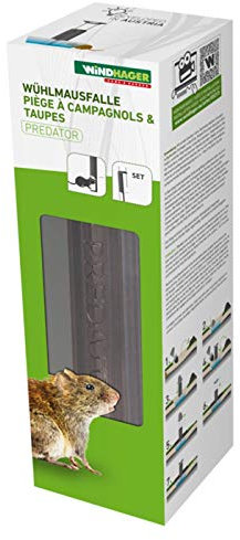 Windhager Trappola per Arvicole PREDATORE, sterminio dell'arvicola, Trappola a Scatto, con Chiusura di Sicurezza Trasparente, Robusta e di Lunga Durata, 05315