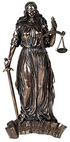 Wandschild Lady Justice aus Kunstharz, bronzefarben, 27,9 cm