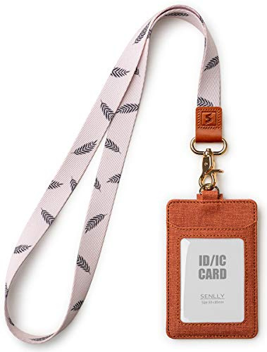 SENLLY Ausweishalter mit Süß Schlüsselband, Vertikale Ausweishülle, ID Kartenhalter Card Badge Holder mit Doppelseitige Kartenfächer