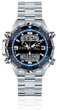 Chris Benz Depthmeter Digital 200M Taucheruhr mit Metallband, Mitternachtsblau