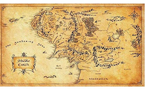 Poster konstverk 50 x 70 cm utan ram sagan om ringen hobbit kort medeljorden filmplakat retro affisch stil heminredning målning