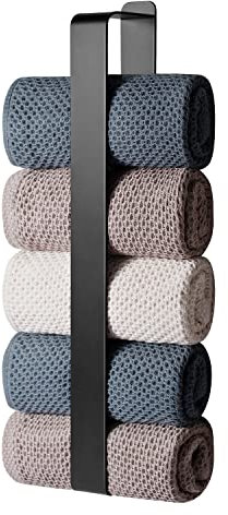 Handtuchhalter Ohne Bohren, Gästehandtuchhalter Selbstklebend, Badetuchhalter kleber, Edelstahl Handtuch Halter Wandmontage (Schwarz, 42cm)