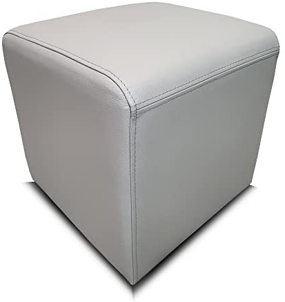 Quattro Meble Hellgraues Echtleder Hocker, viele Größen Echtleder Sitzhocker Rindsleder Sitzwürfel Fußhocker Polsterhocker Echt Leder MDR Light Grey Puff (45 x 45 x H-45 cm)
