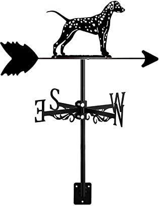 ZNEL Wetterhahn Metall Für Garten 3D Wetterfahne Hunde Form Dekoration Edelstahl Windrichtungsanzeiger Mit Stab, Windanzeiger Für Farm Scene Hinterhof Terrasse Hof Dach Ornamen,Dalmatian