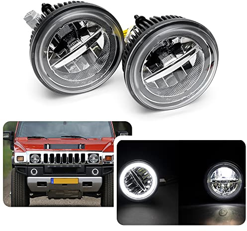 njssjd LED Halo Ring Tagfahrlicht Nebelscheinwerfer für Hummer H2 2003–2009 Nebelscheinwerfer vorne Fahrlicht OEM # 15258697