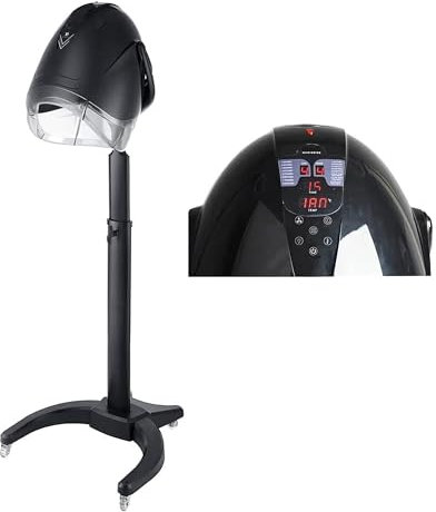 Asciugacapelli da pavimento digitale con cappuccio da 1000 W, asciugacapelli professionale per parrucchiere, stile Elitzia nero (forma a U con controllo intelligente)