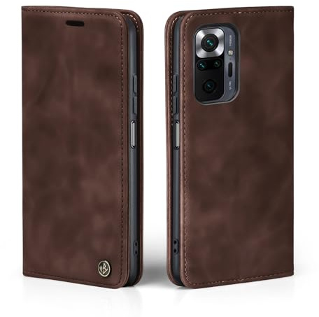 LBH Handyhülle für Xiaomi Redmi Note 10 Pro in Dunkelbraun mit Karten- und Geldfach Smartphone Hülle mit Standfunktion Flip Case Schutzhülle Magnetverschluss Vintage