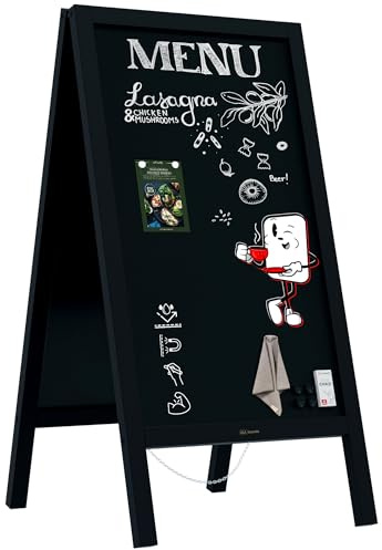 ALLboards Kundenstopper Wasserfest mit lackiertem schwarz Holzrahmen 110x56cm, Werbetafel, Gehwegaufsteller, Aufsteller, Straßenreiter, Kreide