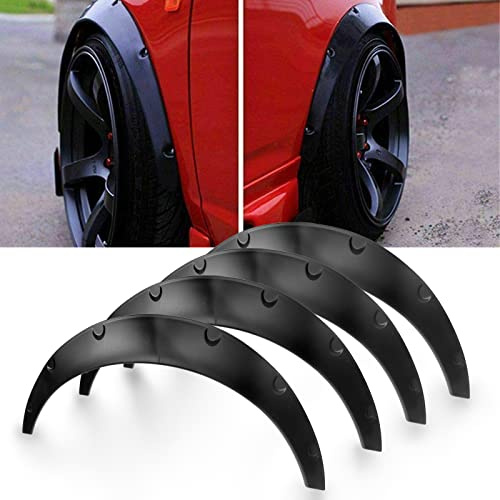 BLACKHORSE-RACING 4PCS 3.5/890mm Universal Car Wheel Fender Flares Flexible Wide Body Wheel Arches PU(82+89cm)