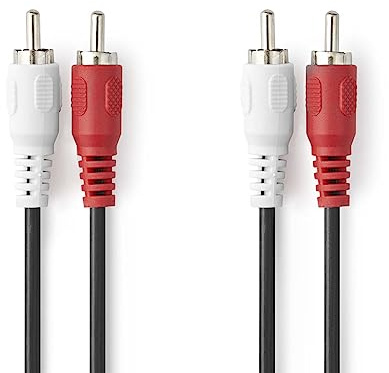 NEDIS Câble Audio Stéréo | 2x RCA Mâle | 2x RCA Mâle | Plaqué Nickel | 1.50 m | Rond | Noir | Sac Plastique