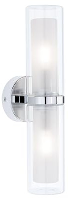 Paulmann 71077 Wandleuchte Selection Bathroom Luena IP44 E14 230V max. 2x20W dimmbar Chrom, Glas Badleuchte zweiflammige Badleuchte - ohne Leuchtmittel