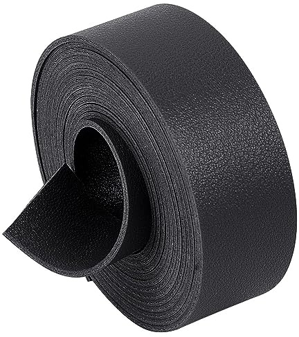 GORGECRAFT 25mm Breites Flaches Lederband 2m Lange Lederbänder Zum Basteln 1.8mm Dicker Doppelseitiger Schwarzer Litschi-Maserung-Lederimitatstreifen DIY-Projekte Gitarrengürtel Schmuckherstellung