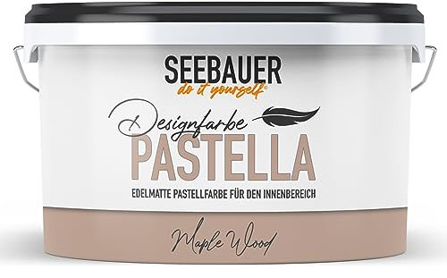 SEEBAUER diy Pastellfarbe PASTELLA Braun 2,5L (Maple Wood) Edelmatte Wandfarbe Braun - Innenfarbe sehr hohe Deckkraft - Matt, Abwaschbar und Tropffrei