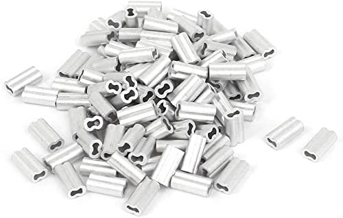 DELURA Clips de Manguito de Bucle de engaste de Aluminio, Clip de Manguitos de Aluminio de Cable de Alambre, Accesorios de Clip de Manguitos de Aluminio de Cable de 1 mm Crimps de Cable 100pcs