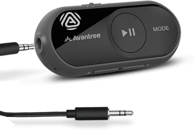 Avantree AS70P Bluetooth 5.0 aptX HD-adapter för High-End LE Audio Wired Hörlurar Högtalare med klämma, Trådlös mottagare med mikrofon för handsfree-samtal, aptX låg latens för TV-tittande
