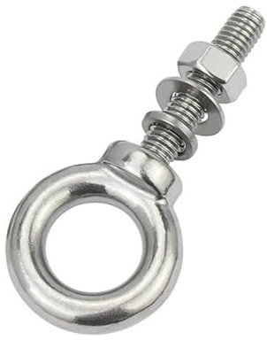 IOFIT 304 Edelstahl M10 M12 M14 M18 M20 M22 M24 M27 M30 Ringschraube mit Mutter Unterlegscheibe Marine Hebeösenmutter Schraubensatz (Color : Silver, Size : M20x100mm 1set)