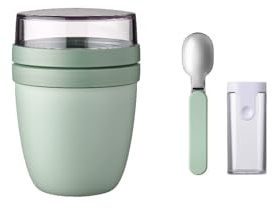 Mepal - Klapplöffel-Set mit Mini Lunchpot Ellipse - Praktischer Joghurtbecher und Müslibecher - Unterteilung für Joghurt und Müsli - Geeignet für Gefrierschrank, Mikrowelle u