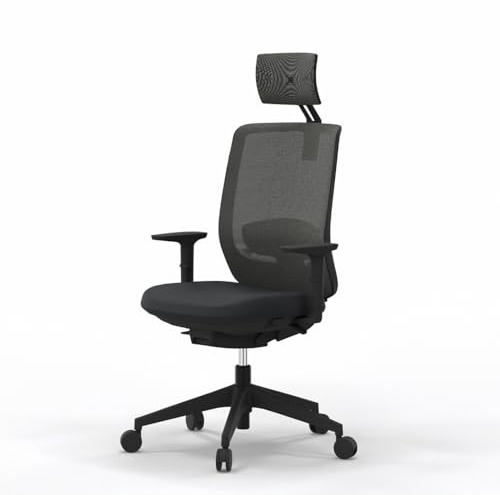 Silla de oficina profesional Actiu Trim Carbon Black malla Hasta 150 kg y uso de hasta 24 horas | Respaldo regulable en altura y asiento en profundidad | Top Ergonomía y Salud (Brazos 3D, Con cabezal)