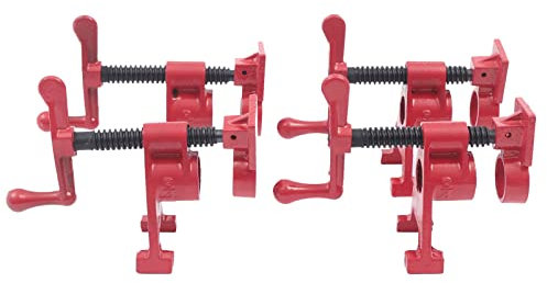 KEESUNG 4 Set Rohrklemmen, 3/4 Zoll Rohr Schraubzwingen Rohrschraubzwinge Korpuszwinge Schlauchschellen Korpuszwinge＆Holzklemmensatz für zur Befestigung von Brettern