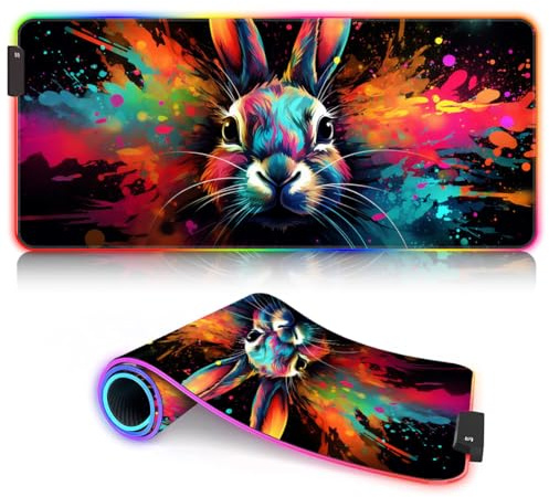Gaming Mouse Pad XL Large Size Purple Rhododendron RGB Mousemat XL (31.5 x 11.8 x 0.12 inches) Large Cloth Mousepad for Home Office Work Game 9 static colors and 3 dynamic