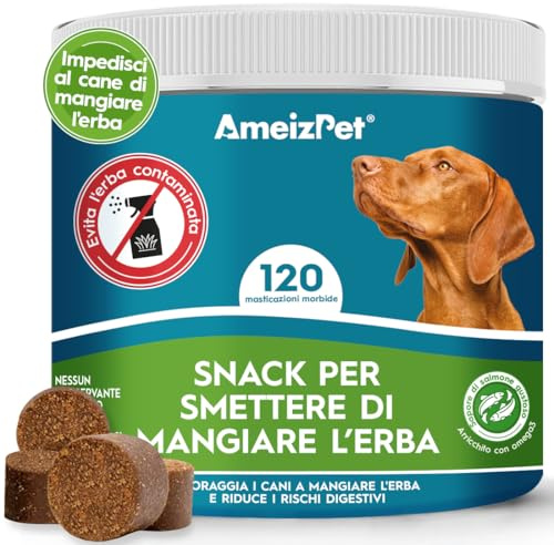 AmeizPet Kein Grasfressen Für Hunde Gegen Gras Fressen Hund, Verdauungsenzyme Bei Fressen Von Gras Für Eine Ausgeglichene Magen Und Darm Funktion, 120 Hunde Leckerlis, 270g (9.5 Oz)