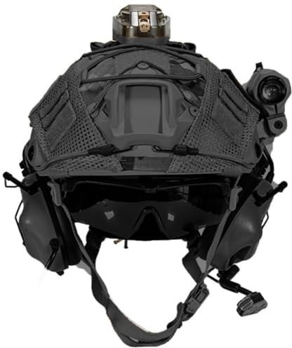 Fotrsta Airsoft Helm Mit Visier Set, Militär Taktisch Fast Protection Helm with Airsoft-Headset Helm Abdeckung Paintball Combat Gläsern Für Paintball, Halloween, Cosplay, BBS