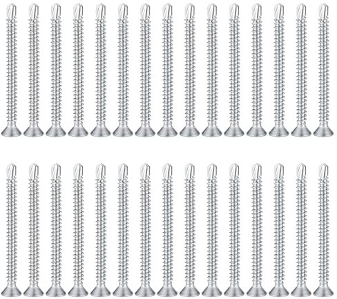 120 Pièces de Tôle de 4.2 x 50 mm Vis Autotaraudeuses en Tôle, Acier Inoxydable 410 Vis à Tête Plate Phillips, pour Métal Bois Meubles Appareils électriques Produits