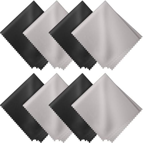 KOLZEMV 8 Stück Mikrofaser Reinigungstuch, brillenputztücher, brillenputztuch, brillenputztücher mikrofaser, 15 x 18cm Hochwertig Brillenputztuch für Kamera, Objektiv, Brillen, Bildschirme, Tablet
