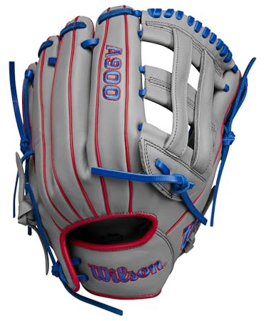Wilson 2024 A900® PF12 Pedroia Fit 12” Utility Baseball Glove - Grey/Red/Royal, Right Hand Throw