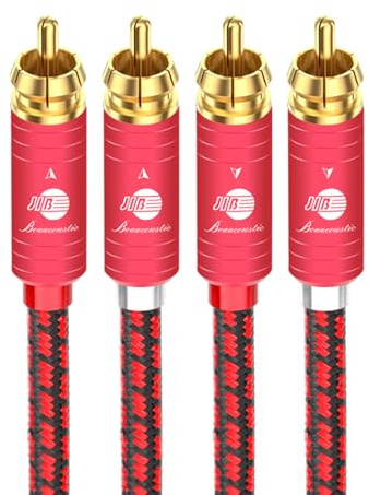 BOAACOUSTIC JIB Câble RCA Audio Audiophiles hifi- 2 x 2 RCA mâle à mâle, Câble Audio Cinch pour Systèmes Stéréo, Amplificateurs, Enceintes, Home Cinéma et Systèmes HiFi 3.0m