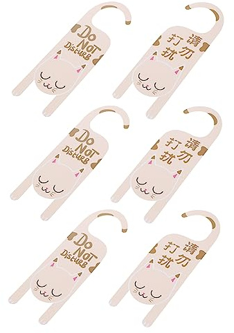 OKUMEYR 6 Stück Zimmertürhänger aus Beige Pvc mit Wasserabweisender Oberfläche und Klarer Bedruckung für Badezimmer und Barbürotüren Zufällige Farbe