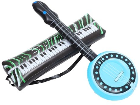 Vaguelly 2stücke Aufblasbare Musikinstrumente Lustige Party-requisiten Banjo Und Keyboard-form Deko Für Fotos Und Feiern Leicht Und Tragbar Für Erwachsene Und Outdoor-events