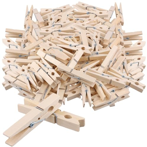 MANCHAP 300 PCS Large Wooden Clothes Pegs, 7.2 x 1cm Wood Clothespins Washing Pegs for Craft, Photos