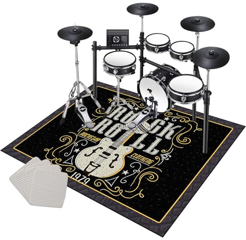 Drum Teppich Schlagzeugteppich Schallschutz Schlagzeug Teppich Professionelles rechteckiges elektronisches Jazz Schlagzeug Kit für Bass Drum Snare Drum und andere Instrumente Teppich 180 x 160 cm