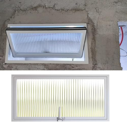 Kellerfenster Drehbares Oberlichtfenster für den Keller, Bündig Montierte Innenlandschaftsfenster mit Schrauben und Griffen, Aluminium-Ersatzlichtfenster für Scheunen(60 x 40 cm (24 x 16 in))