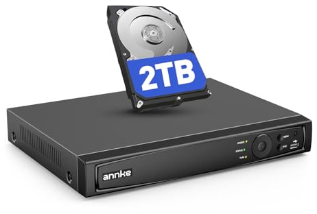 ANNKE NVR PoE 8 Canali 4K, Videoregistratore di Rete 8MP, HDD 2TB, Compressione H.265+, Compatibile con Alexa
