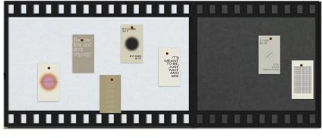 große korkplatte Pinnwand 100 x 40cm,Videokassette dekorative korkwand aus Filz,0,9cm dick, faltbare Fototafel mit selbstklebendem Klebeband,filz selbstklebend visionboard,dunkelgrau und weiß