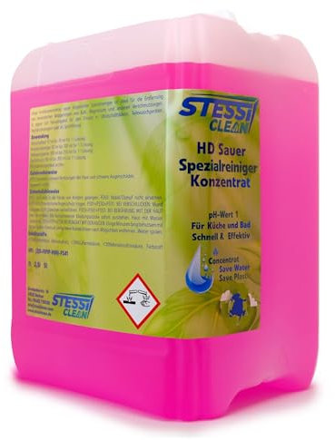 StessiClean HD Spezialreiniger Sauer | 10 Liter | Ultraschall Konzentrat | Reinigung von Aluminium | Löst hartnäckige Verschmutzungen | Ultraschallreiniger | entfernt Fett, Öl, Schmierstoffe