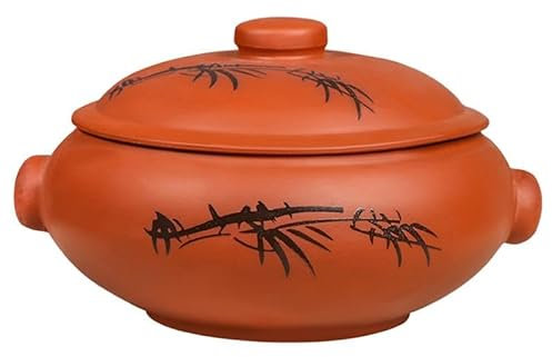 DUANSIYU Tegame Terracotta Pentole in Ceramica for casseruola in Ceramica for Uso Domestico Pentola in Ghisa con Coperchio(900ml)