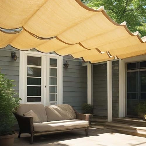 YSZBD Vela Parasole Ondulata Retrattile Vela Ombreggiante Retrattile Tenda Parasole Esterno Balcone Teli Ombreggianti per Pergole Vela Parasole Avvolgibile(#1,2.2x8m)