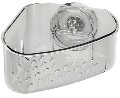 LUCKKY Suction Cup Sink Corner Rack, Corner Sink Storage Rack Suction Cup, Wall Mounted Suction Organizer, No Drilling Shower Shelf, Bathroom Storage Rack (Transparent)