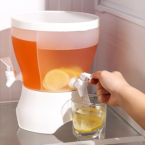 Beverage Dispenser with Tap, 5.3L Refrigerator Cold Ice Kettle with 3 Compartments, Large Capacity Fridge Drink Dispenser with Stand, Juice Beverage Dispensers Jug for Cocktails, Iced Tea